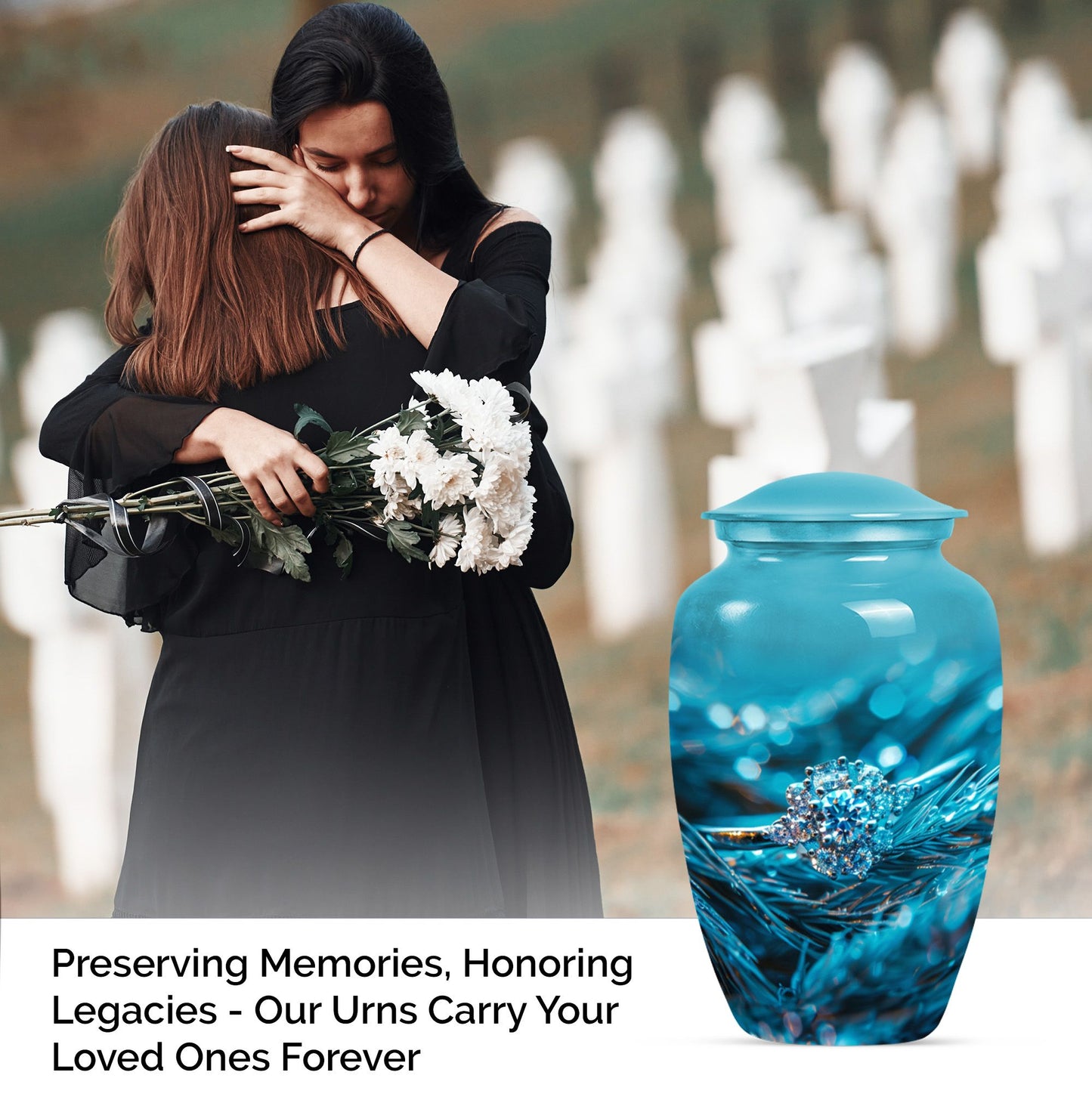 Classic Ring Urn, large memorial urn for men's ashes.