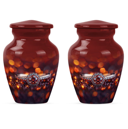 classic ring urn, funeral adult urn made of aluminium.