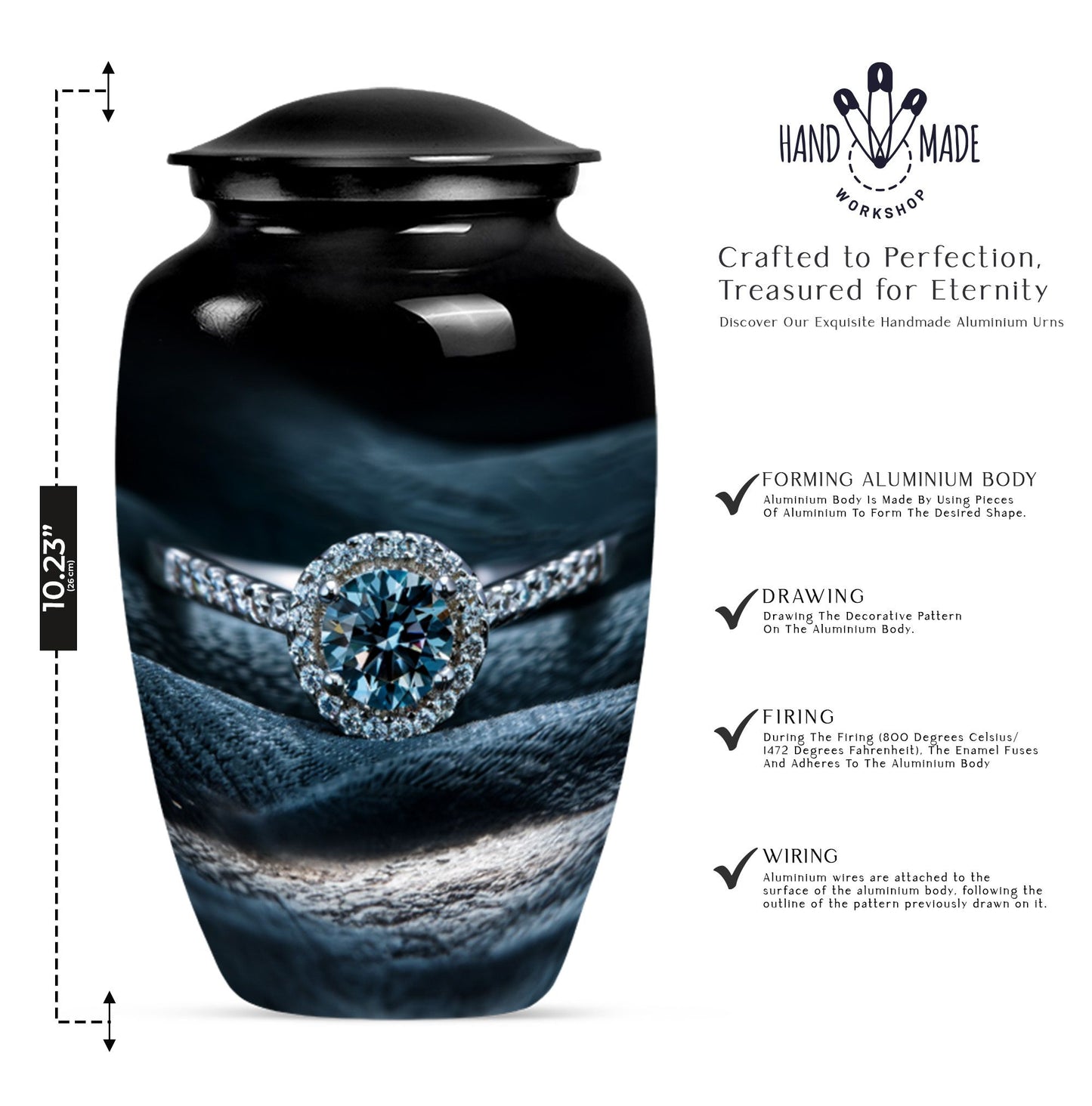 classic ring urn in aluminium for men.