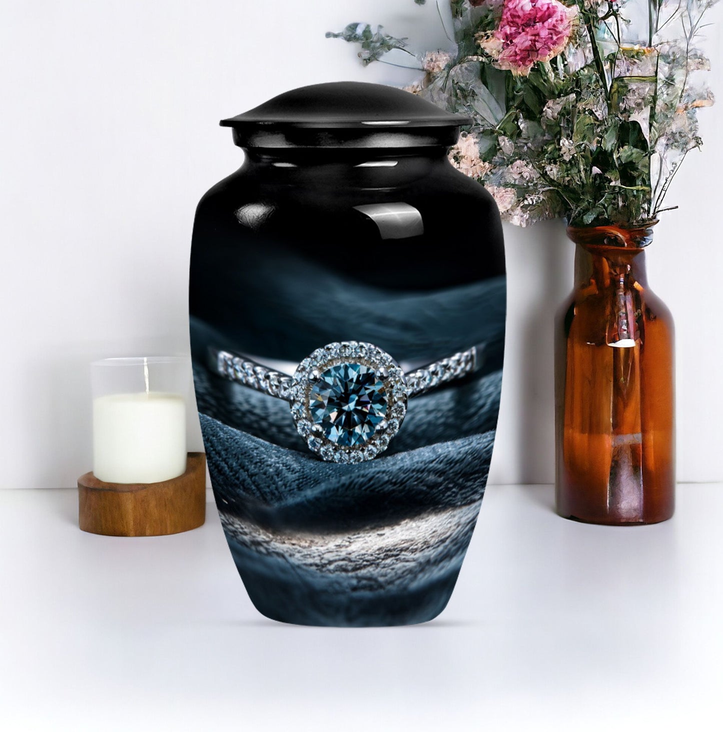 classic ring urn in aluminium for men.