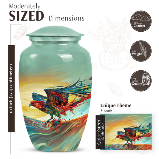 10-inch classic Phoenix urn for male cremation,