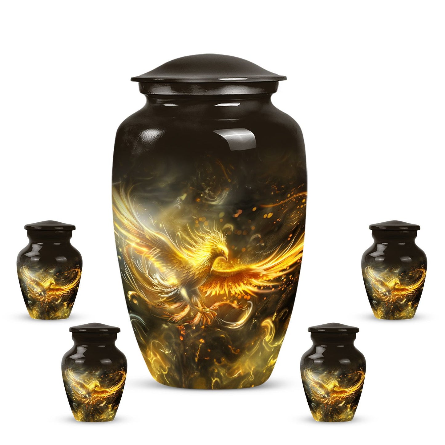 Classic 10 inch phoenix memorial urn for women ashes.