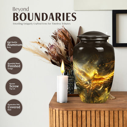 Classic 10 inch phoenix memorial urn for women ashes.