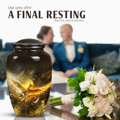 Classic 10 inch phoenix memorial urn for women ashes.