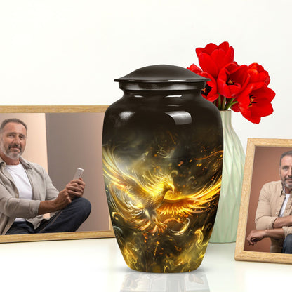 Classic 10 inch phoenix memorial urn for women ashes.