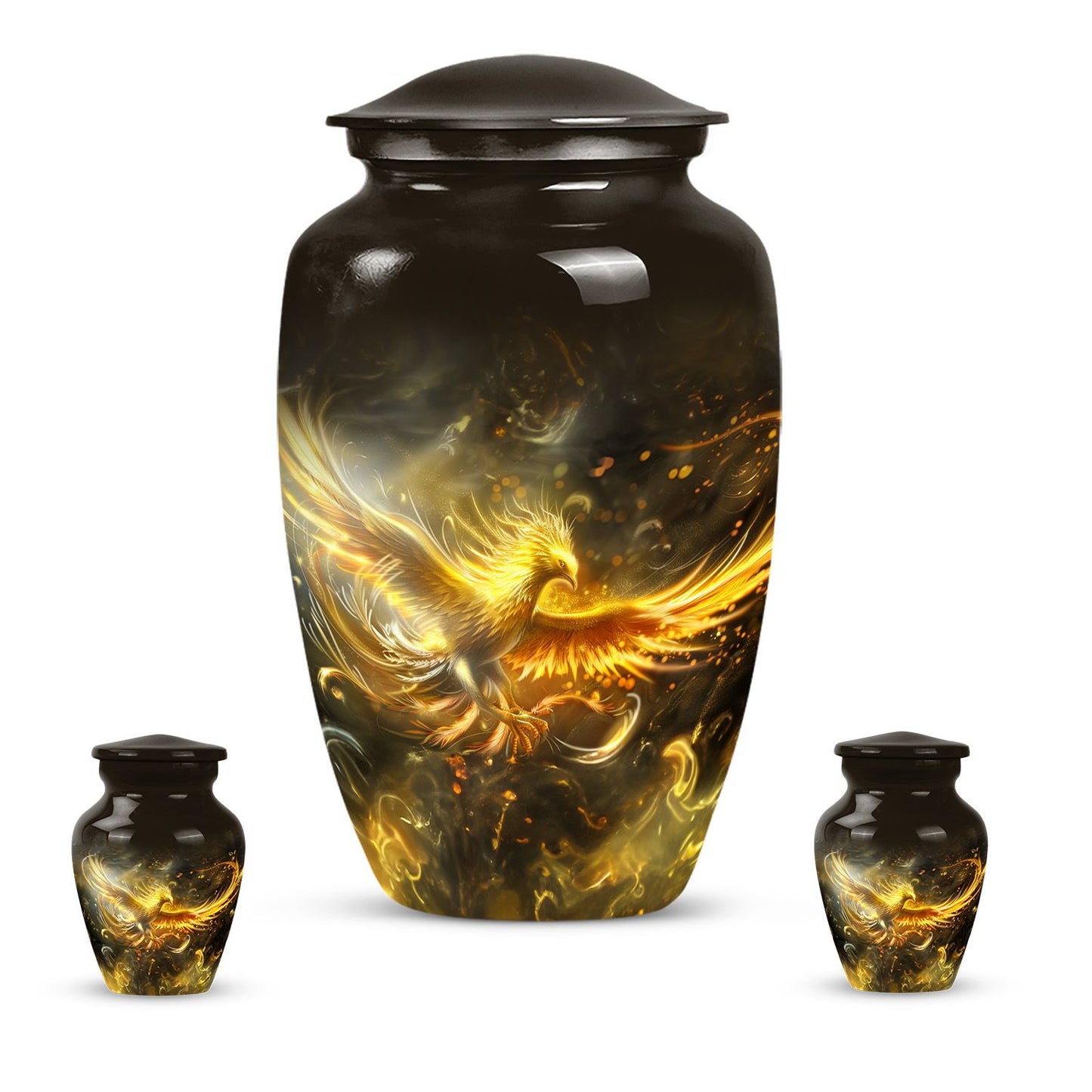 Classic 10 inch phoenix memorial urn for women ashes.