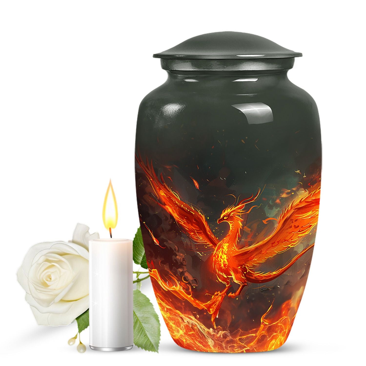 Classic 10-inch Phoenix urn for mom, customizable