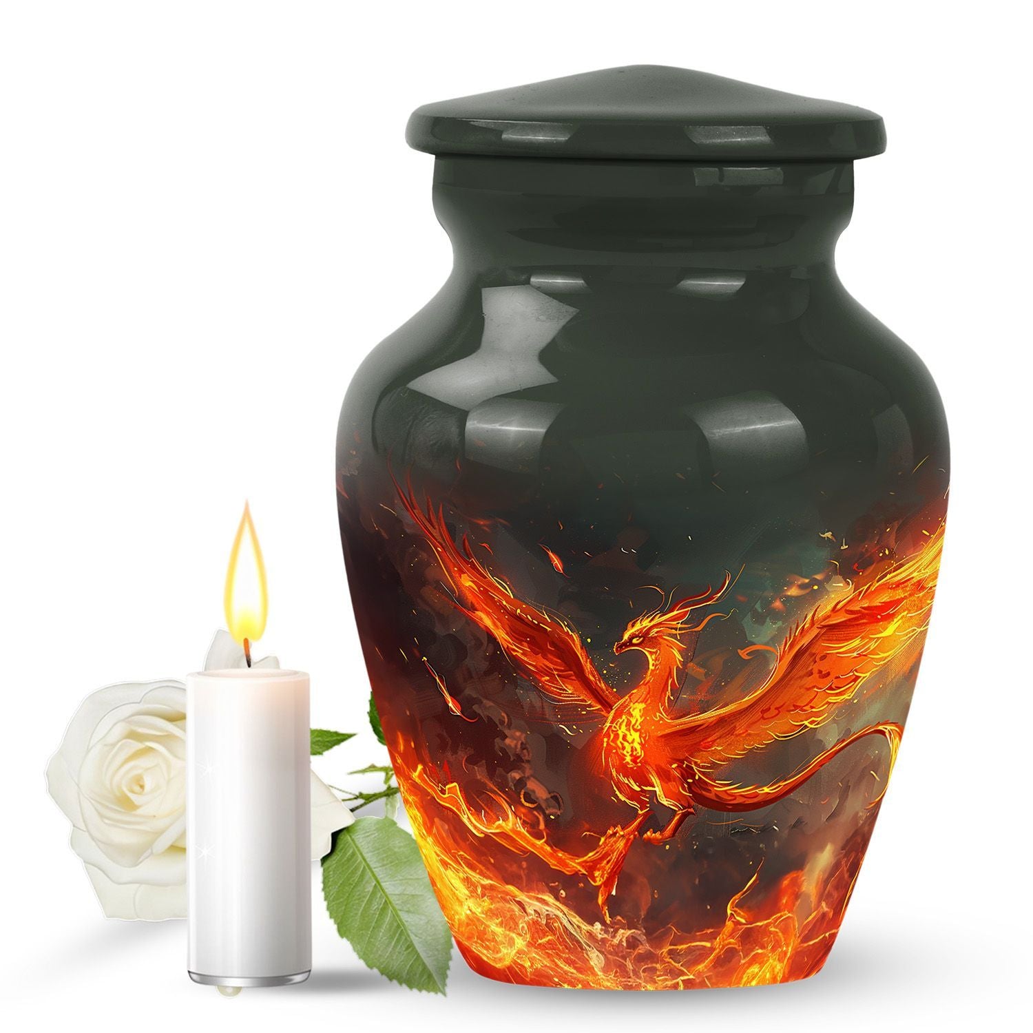 Classic 10-inch Phoenix urn for mom, customizable