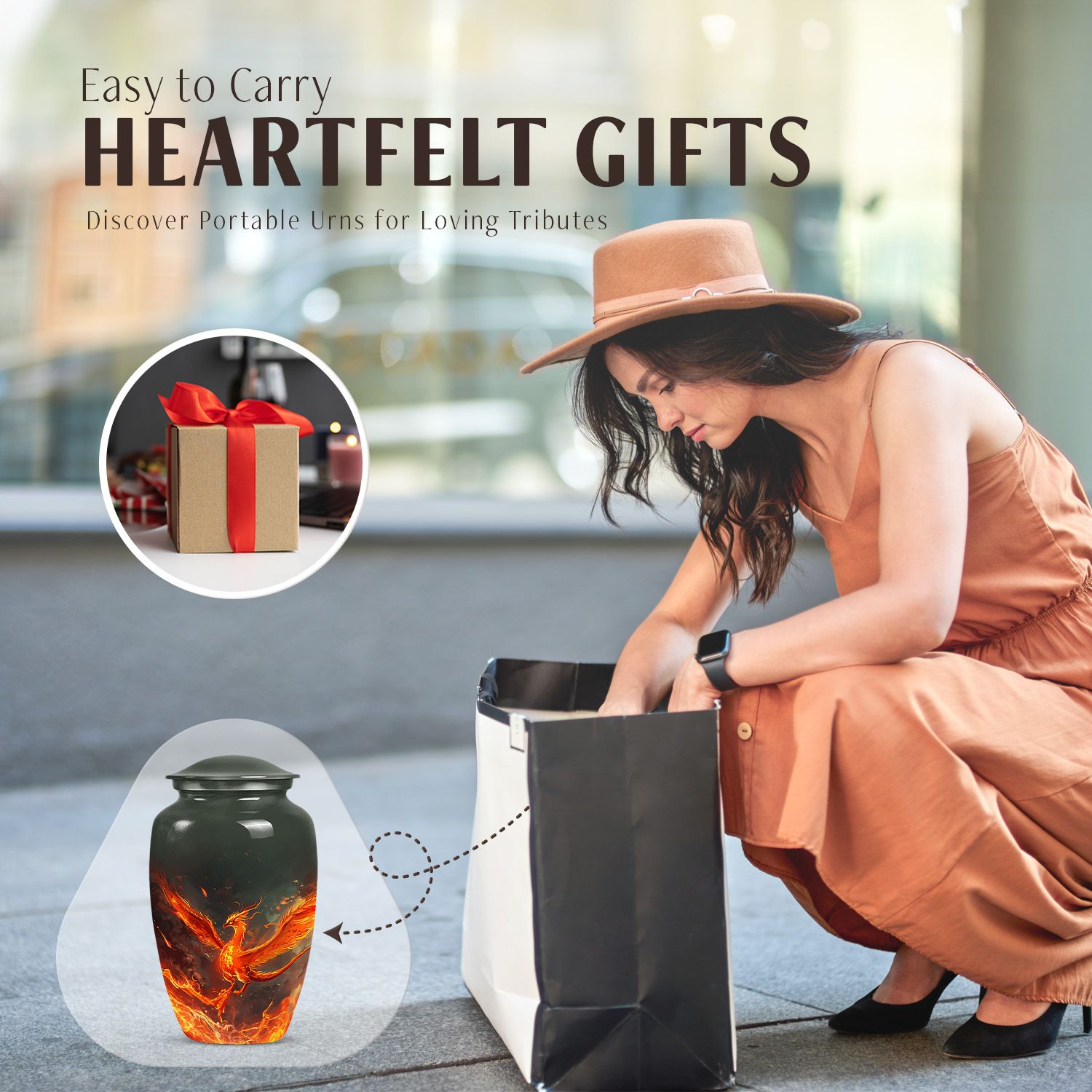 Classic 10-inch Phoenix urn for mom, customizable