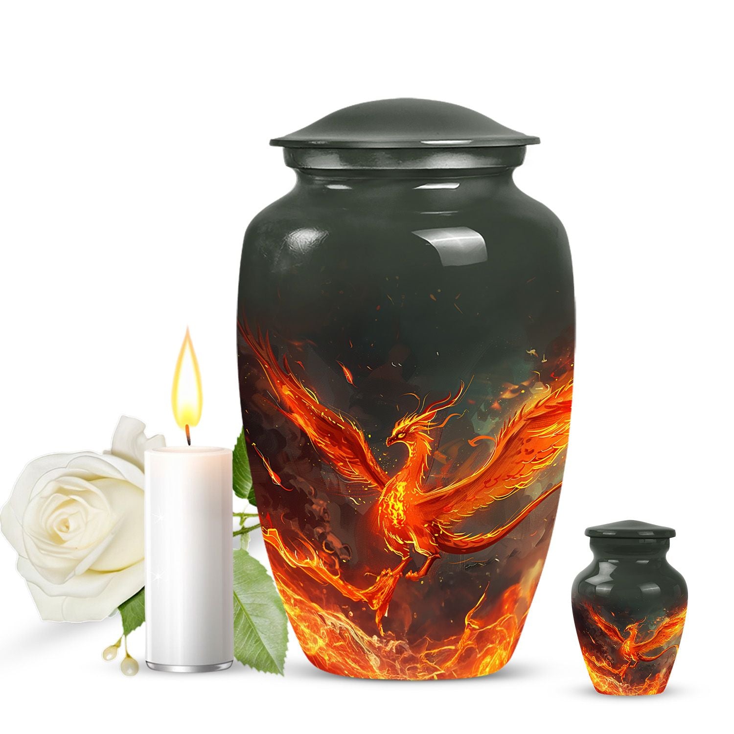Classic 10-inch Phoenix urn for mom, customizable