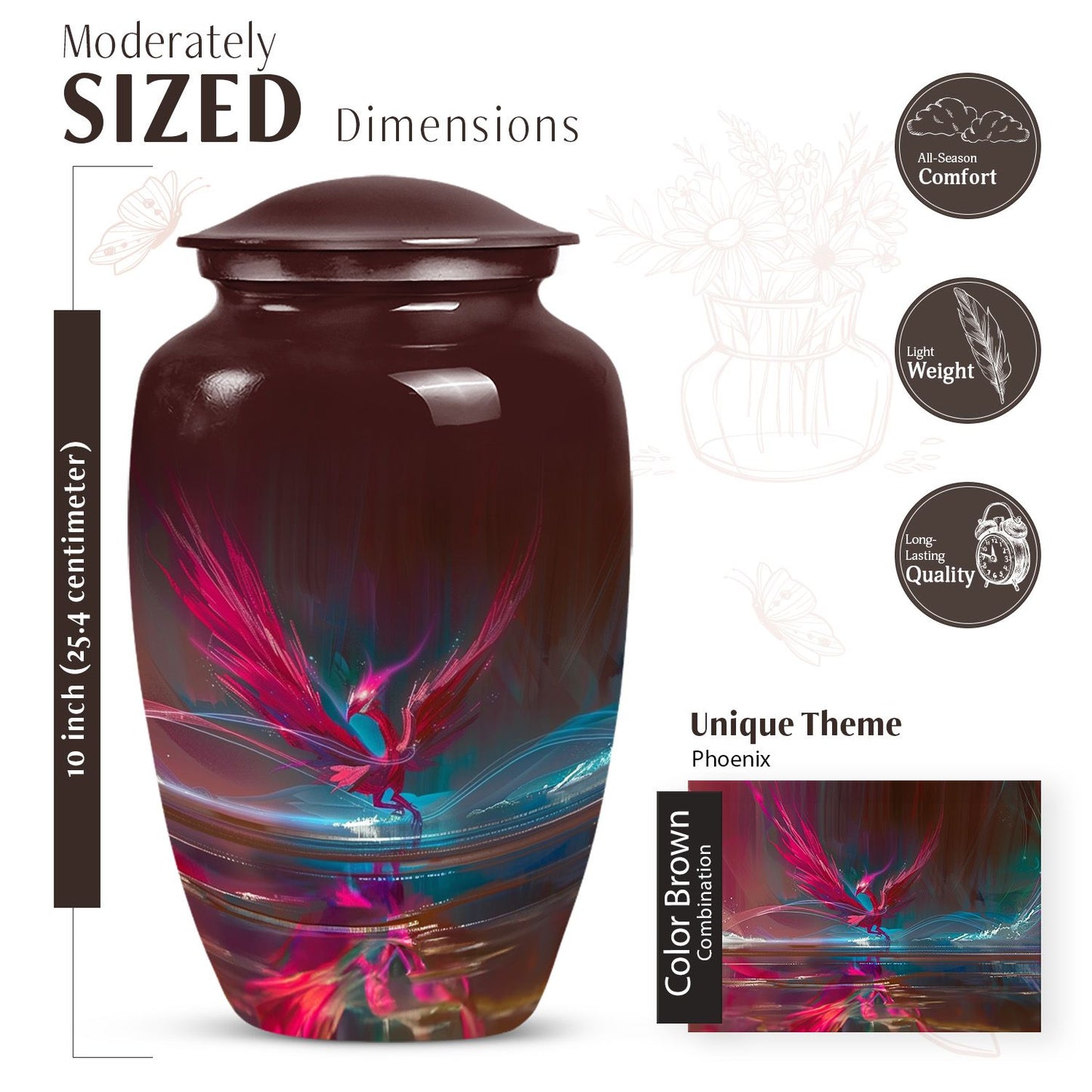 Phoenix cremation urn for ashes adult male