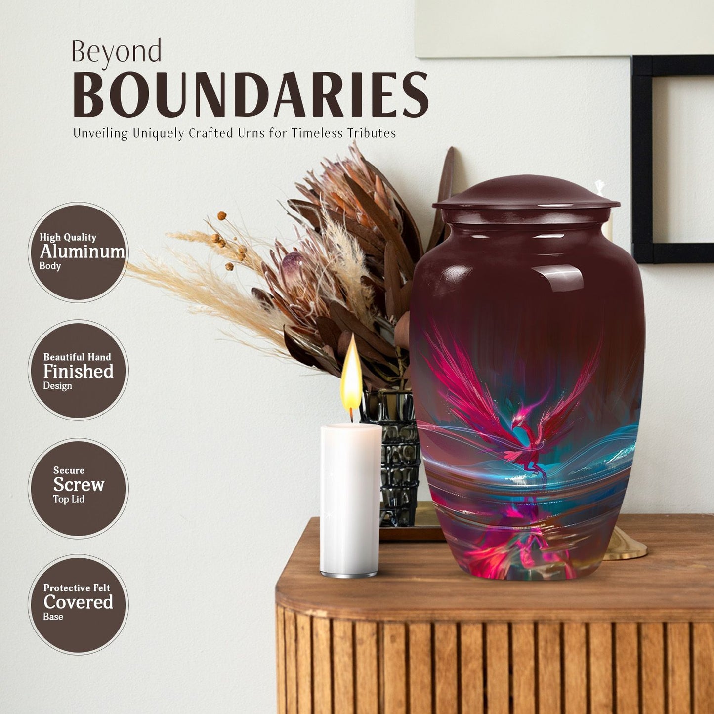 Phoenix cremation urn for ashes adult male