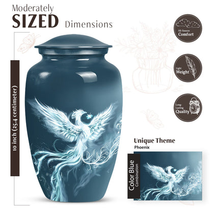 Classic Phoenix Urn, 10-inch memorial urn for ashes.