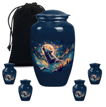 10 inch large Urn with 4 Keepsake 3 Inch Urns