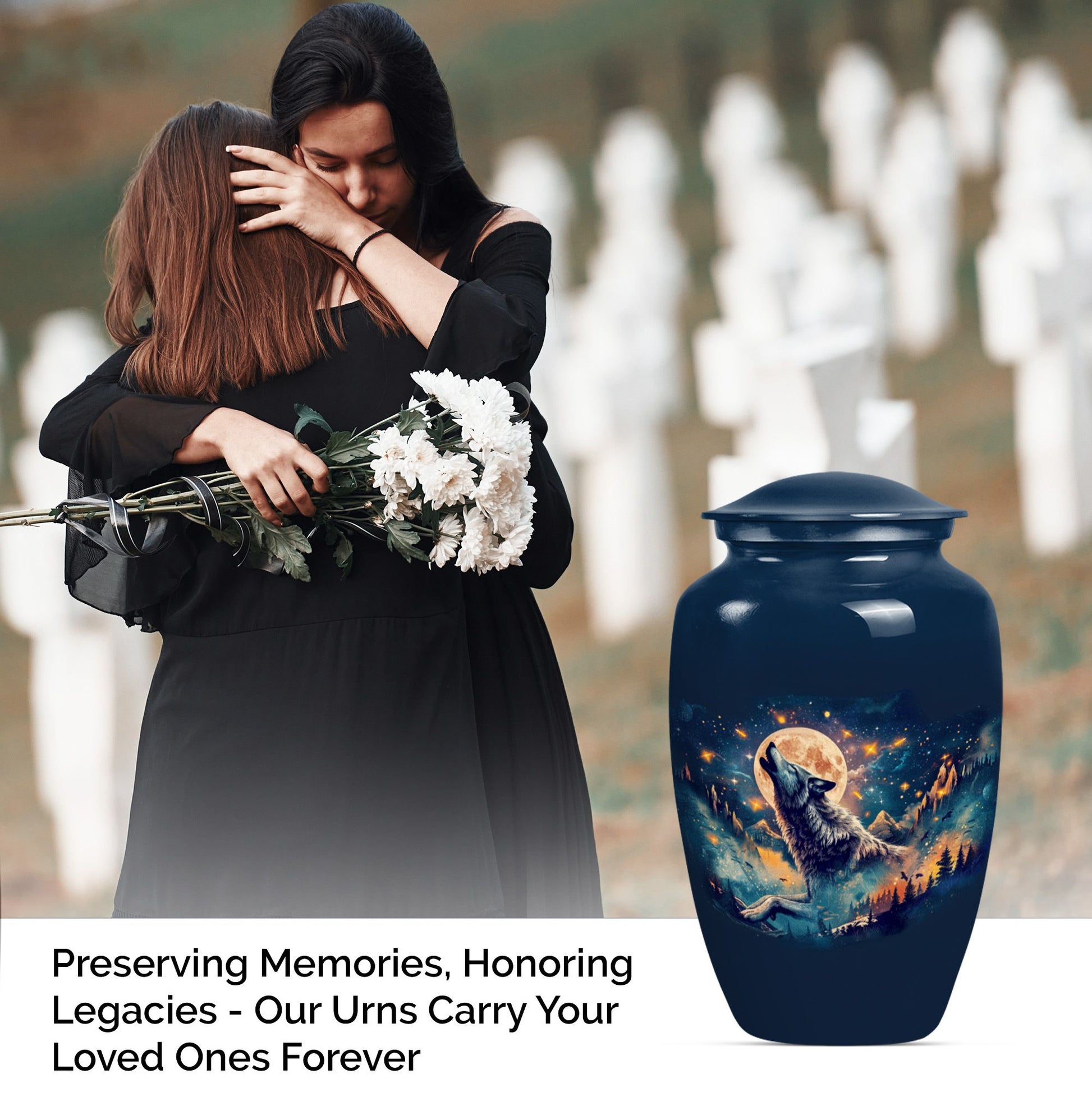 10 inch wolf urn