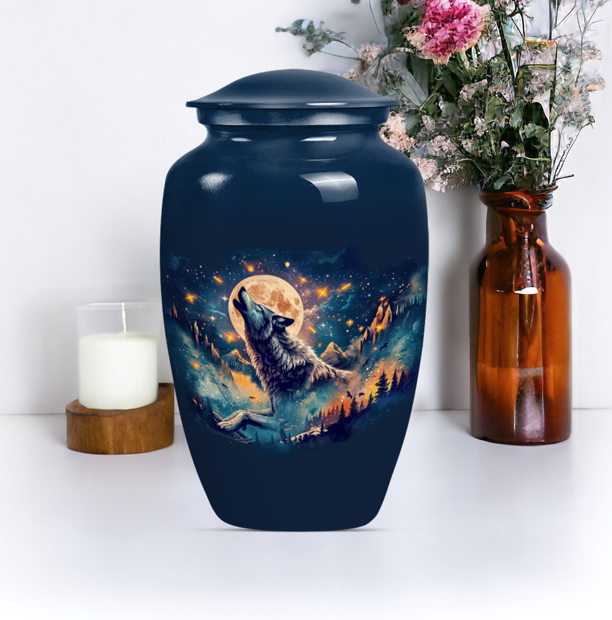 10 inch wolf urn
