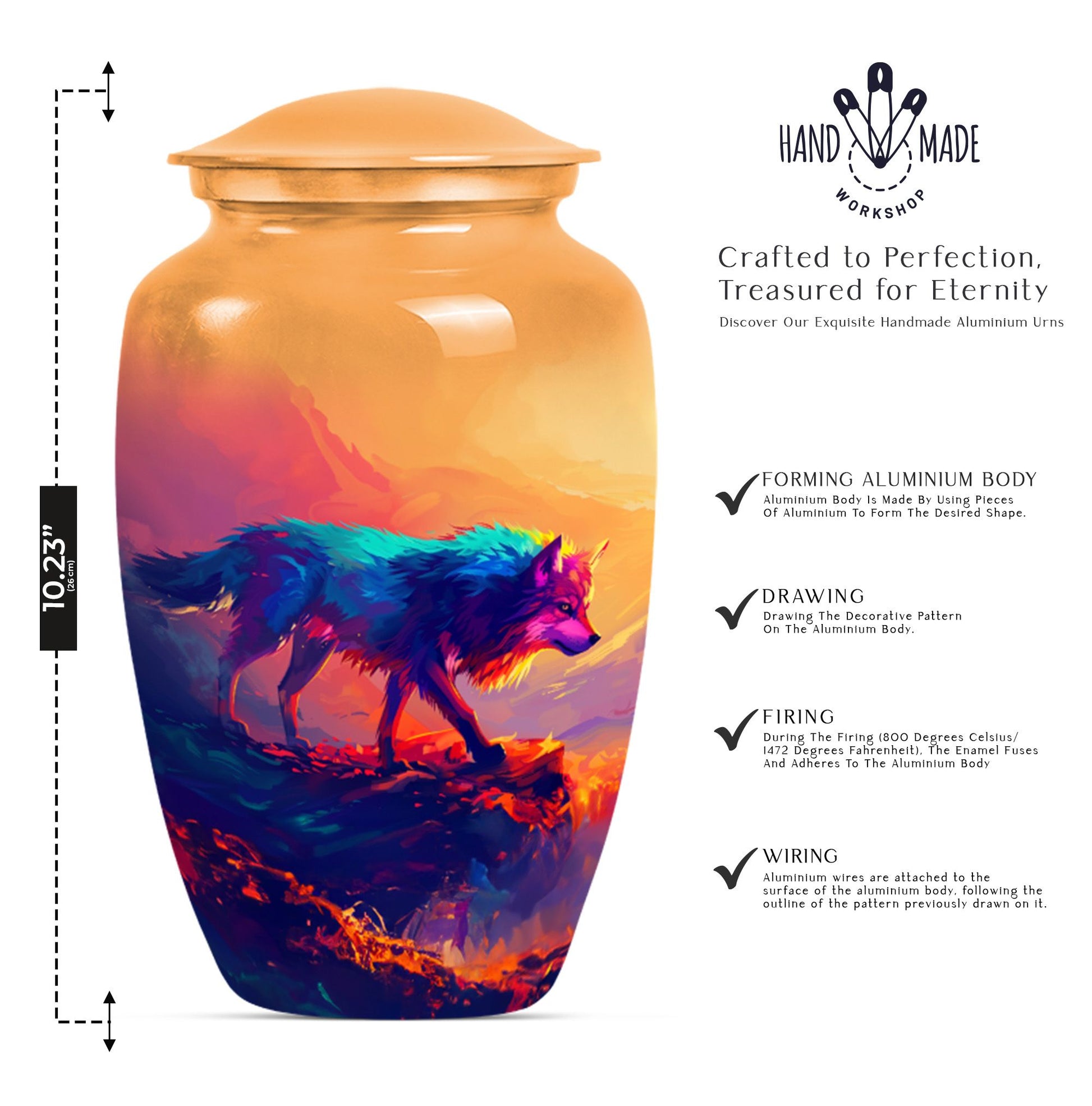 10-inch classic wolf urn,