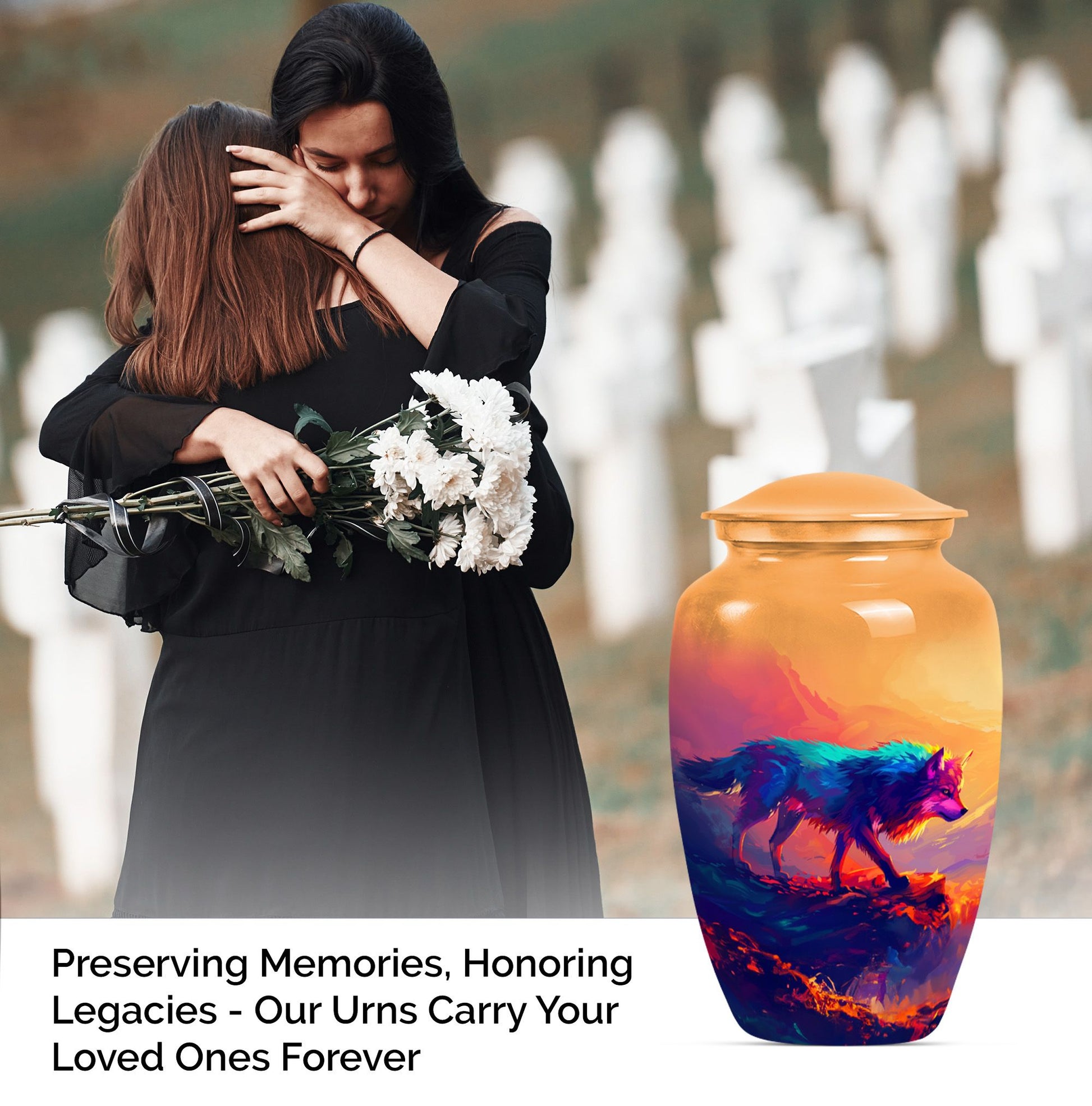 10-inch classic wolf urn,