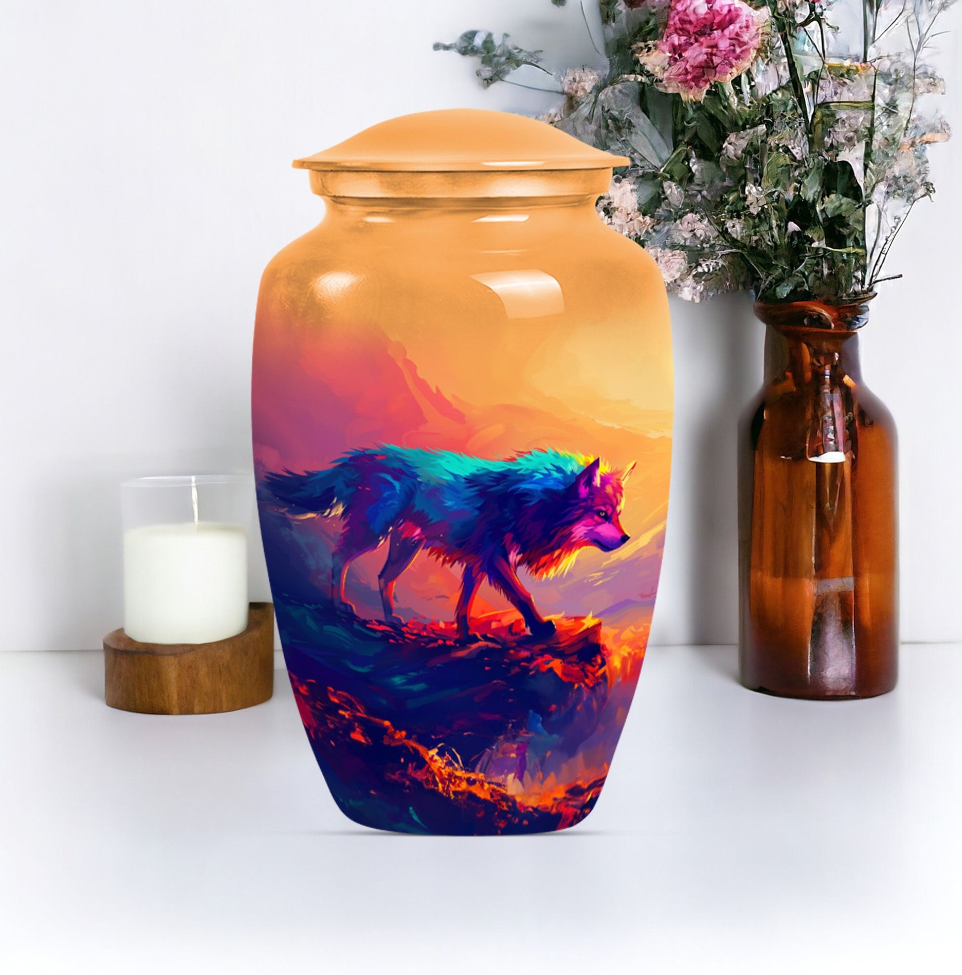 10-inch classic wolf urn,