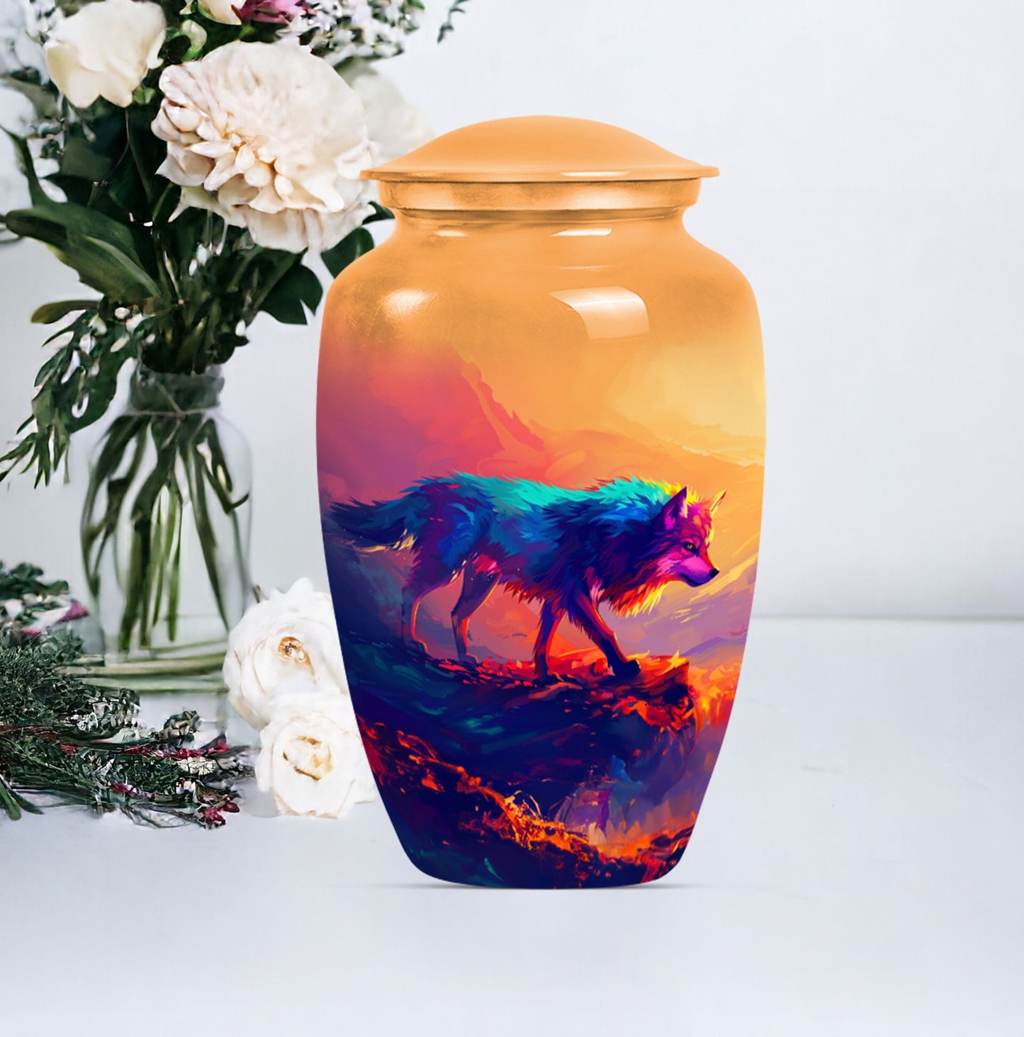 10-inch classic wolf urn,