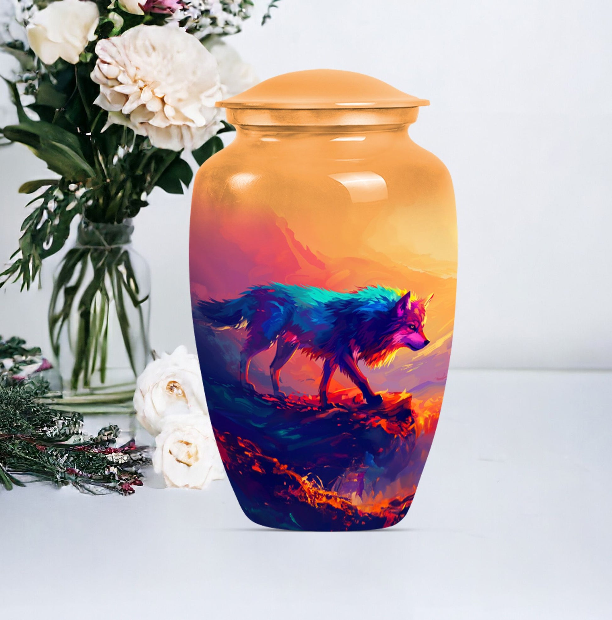 10-inch classic wolf urn,