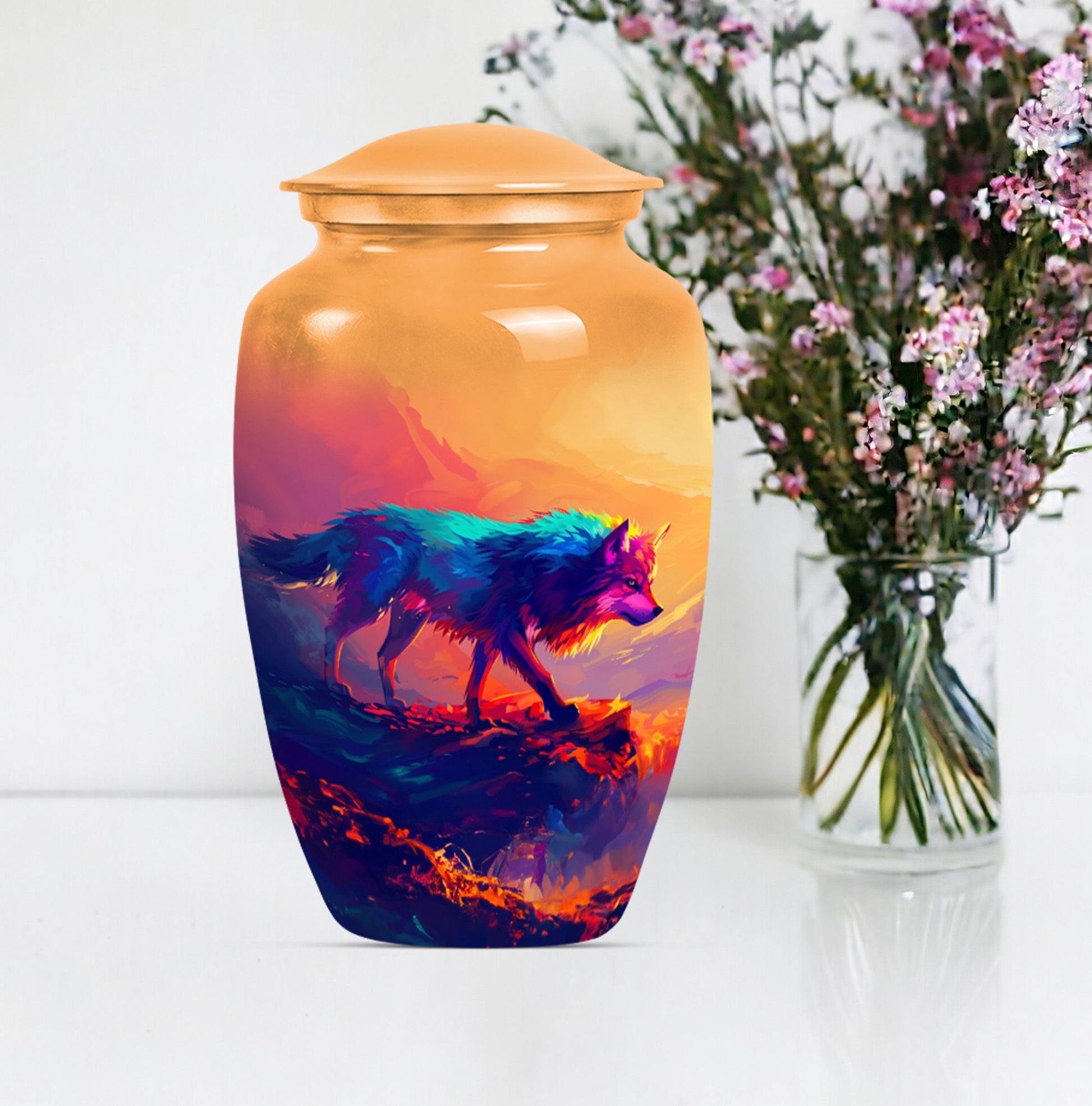 10-inch classic wolf urn,