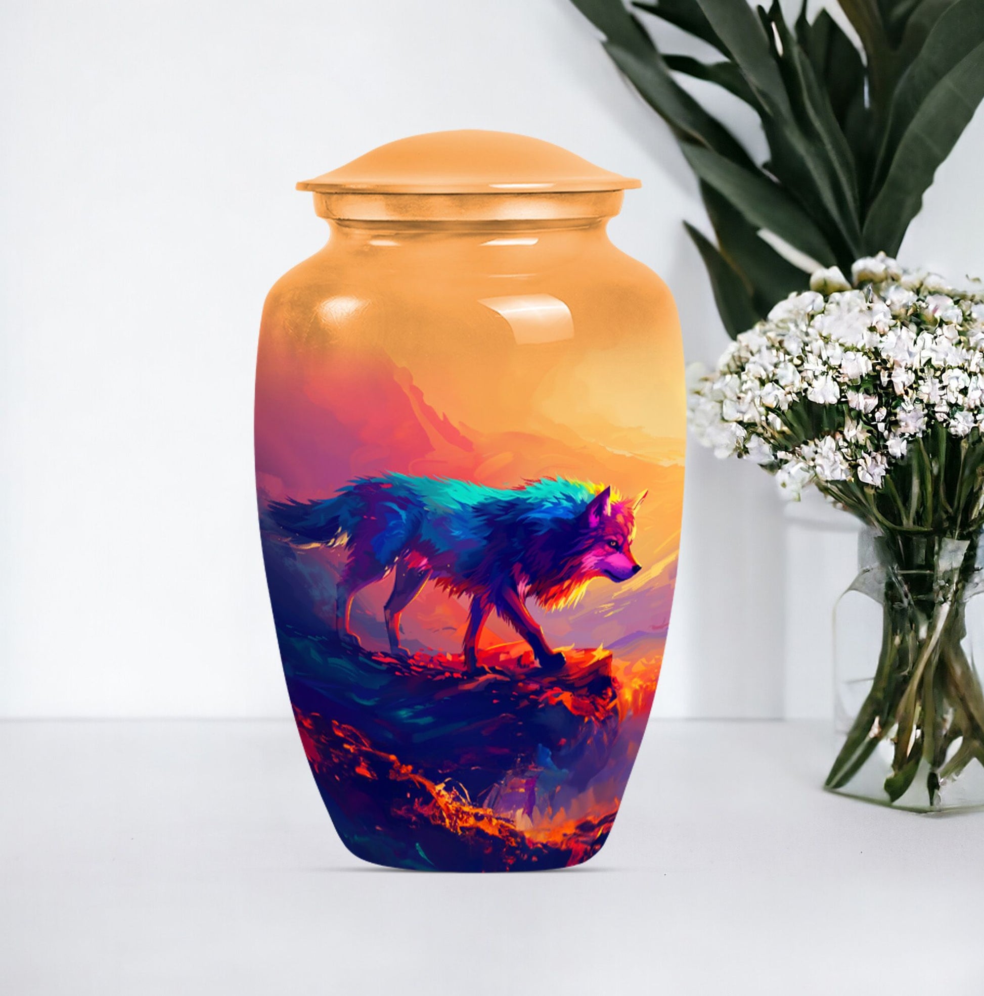 10-inch classic wolf urn,