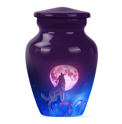 10-inch classic wolf urn, aluminium made.
