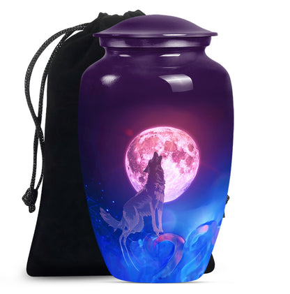 Personalized Wolf Keepsake Urn for Human Ashes - 10-inch, 200 cu in - Yatskia