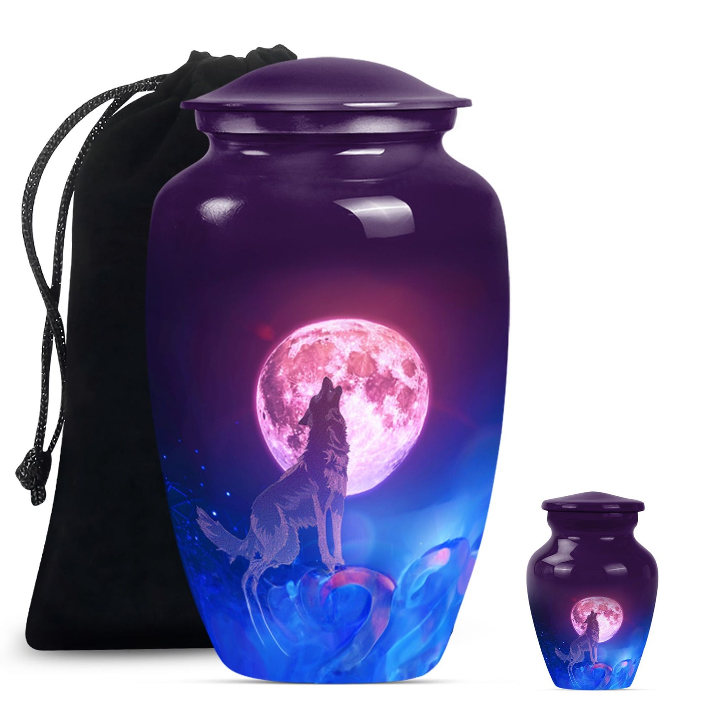 Personalized Wolf Keepsake Urn for Human Ashes - 10-inch, 200 cu in - Yatskia