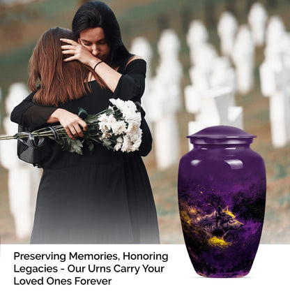 10-inch wolf urn, classic abstract large urn.