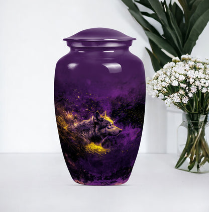 10-inch wolf urn, classic abstract large urn.
