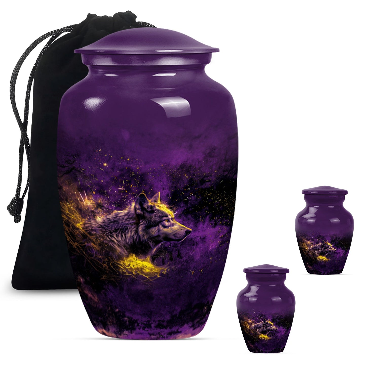 10-inch wolf urn, classic abstract large urn.