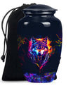 classic wolf urn, customizable memorial urn for adult male ashes