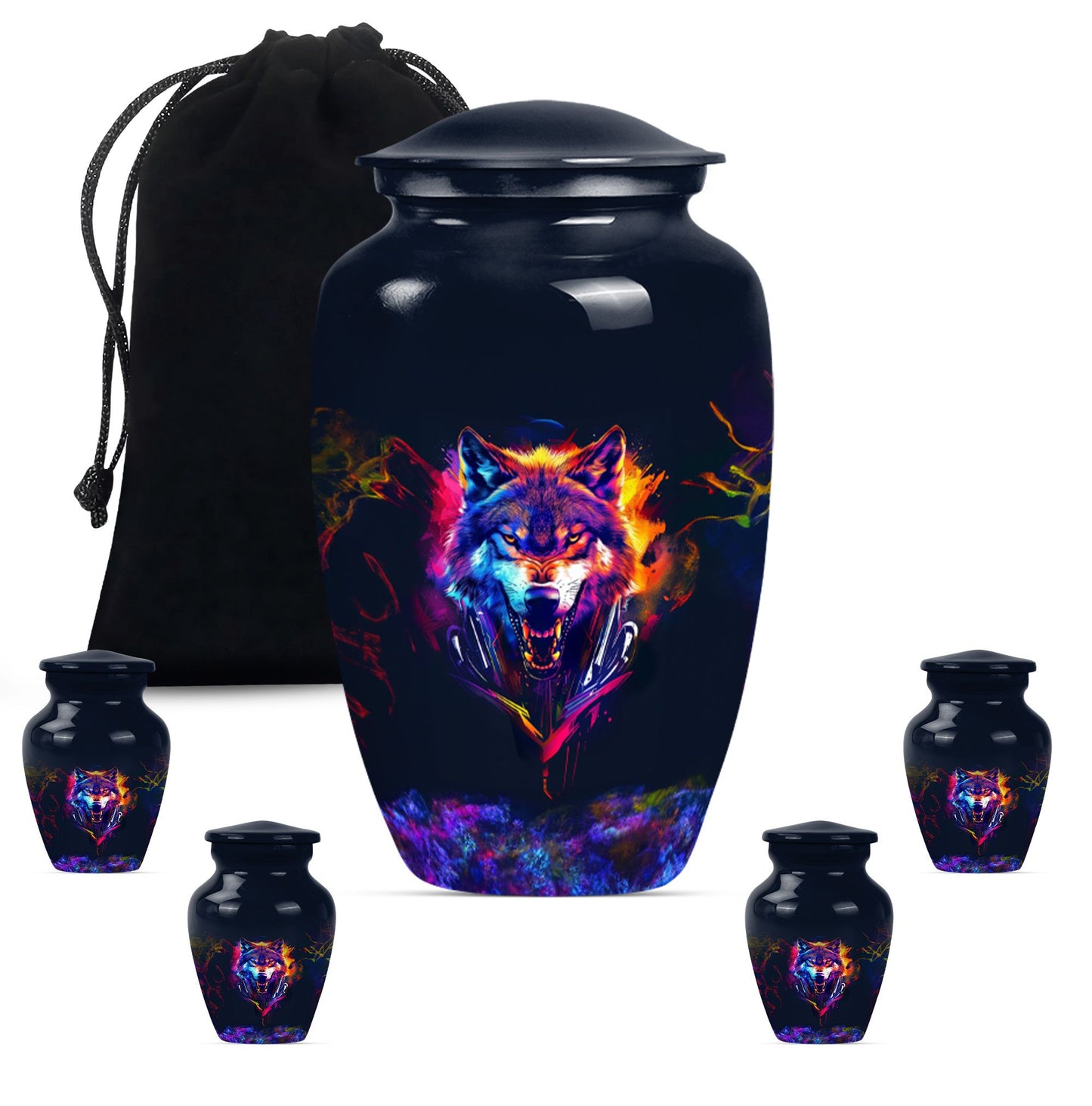 classic wolf urn, customizable memorial urn for adult male ashes