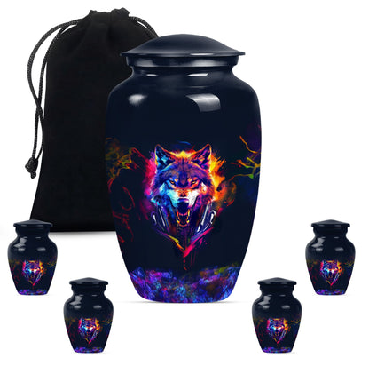 Personalized Wolf Keepsake Urn for Human Ashes - 10-inch, 200 cu in - Yatskia