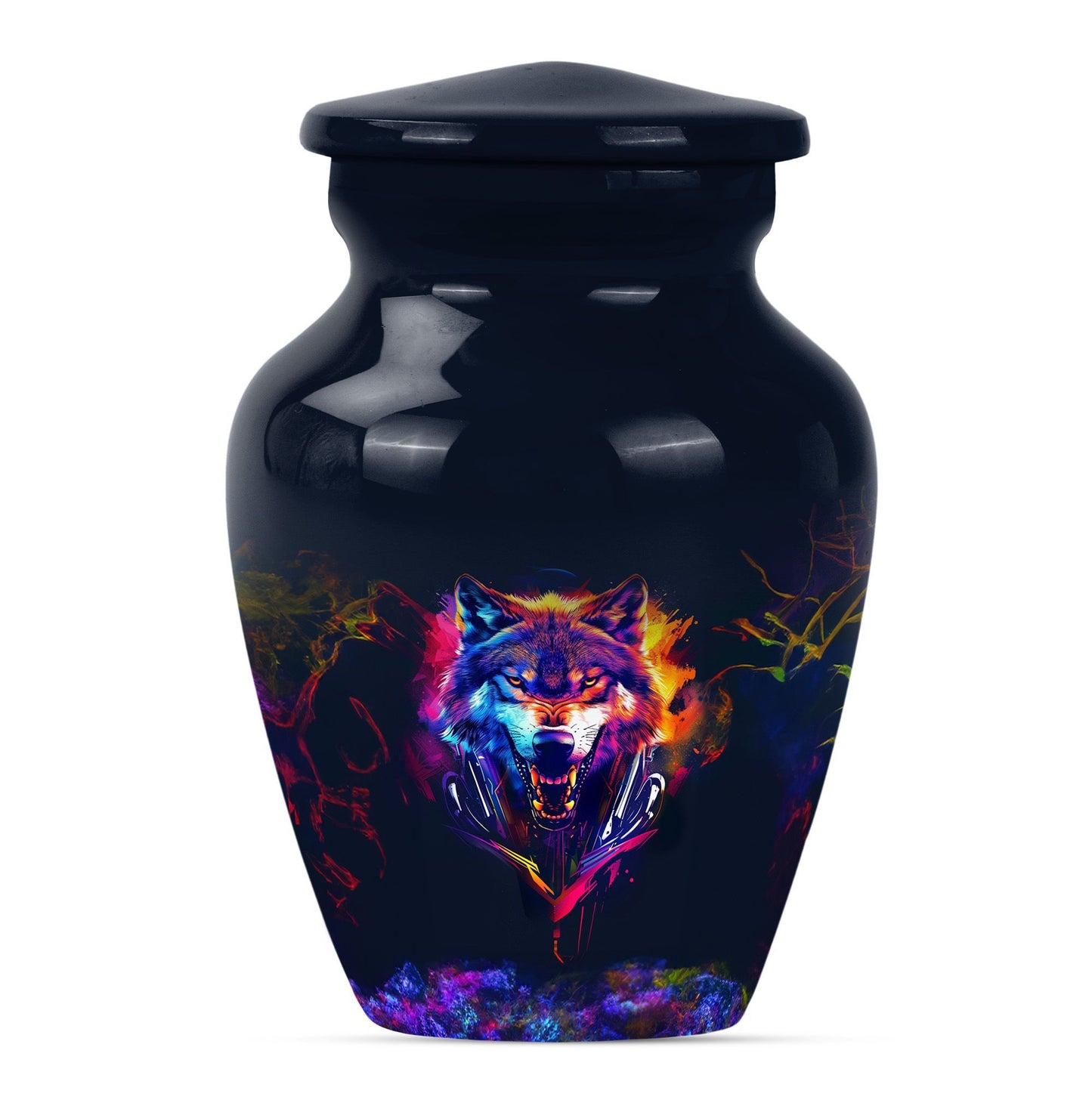 classic wolf urn, customizable memorial urn for adult male ashes