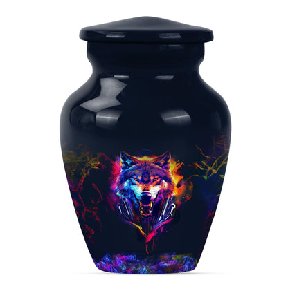 classic wolf urn, customizable memorial urn for adult male ashes