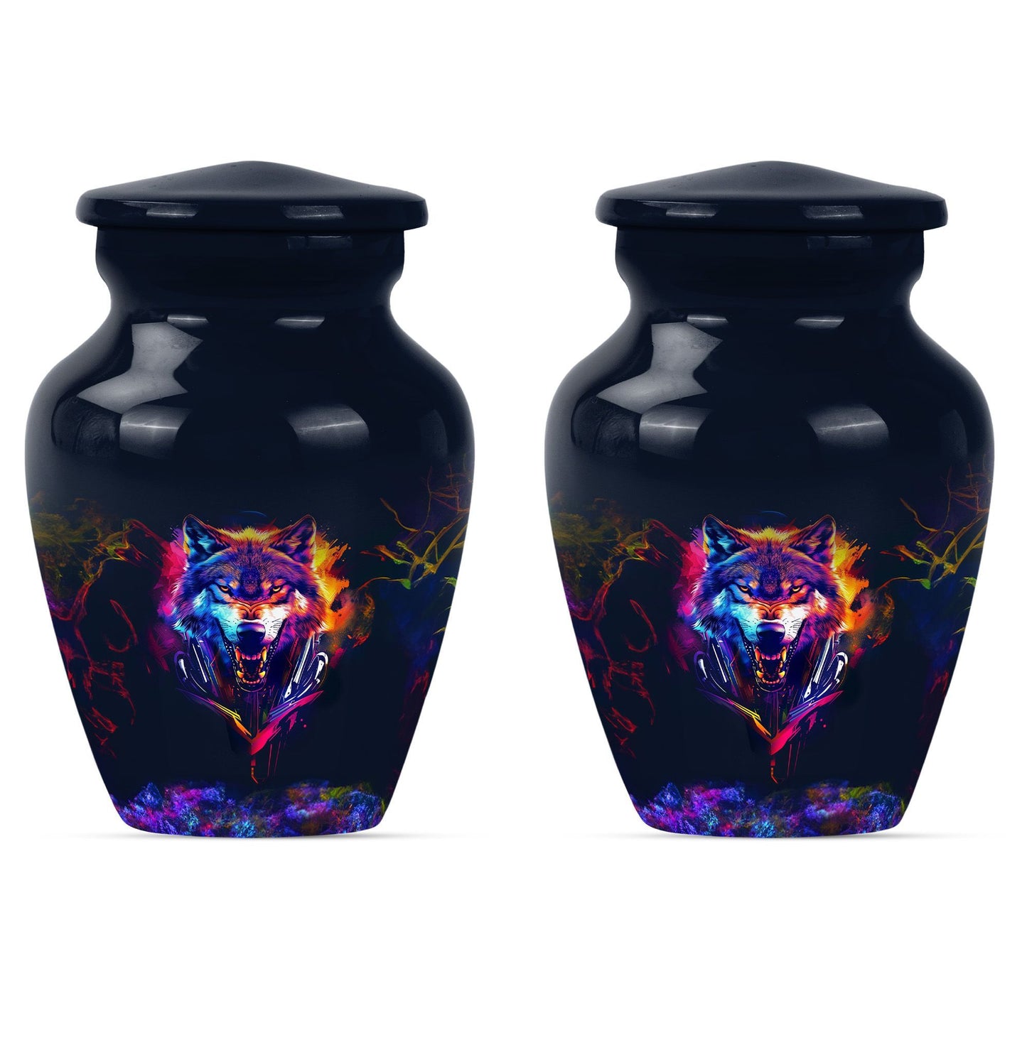 classic wolf urn, customizable memorial urn for adult male ashes