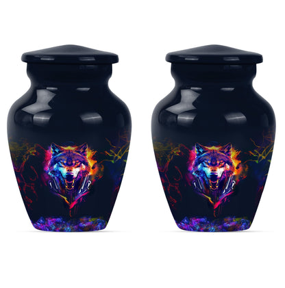 classic wolf urn, customizable memorial urn for adult male ashes