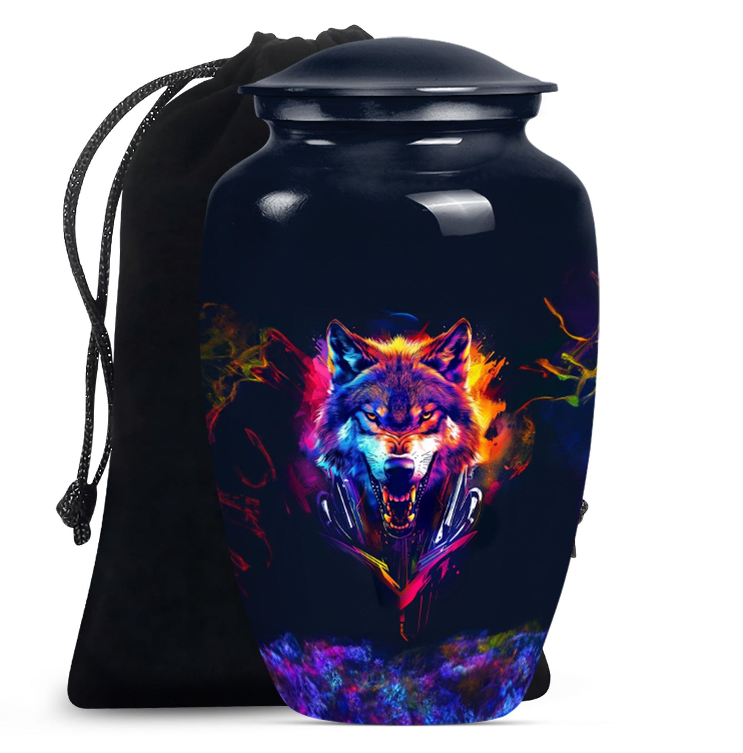 Personalized Wolf Keepsake Urn for Human Ashes - 10-inch, 200 cu in - Yatskia