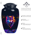 classic wolf urn, customizable memorial urn for adult male ashes