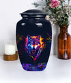 classic wolf urn, customizable memorial urn for adult male ashes