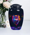 classic wolf urn, customizable memorial urn for adult male ashes