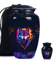 classic wolf urn, customizable memorial urn for adult male ashes