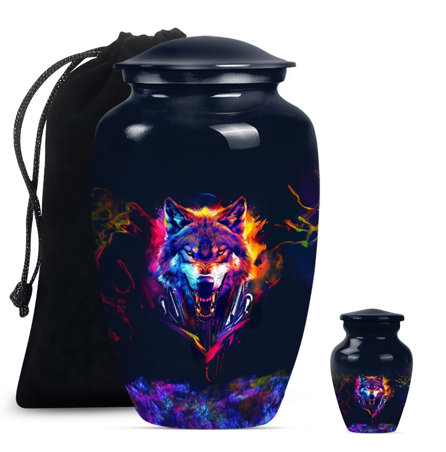Personalized Wolf Keepsake Urn for Human Ashes - 10-inch, 200 cu in - Yatskia