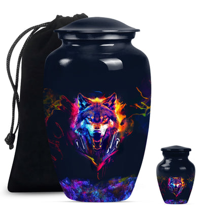 Personalized Wolf Keepsake Urn for Human Ashes - 10-inch, 200 cu in - Yatskia