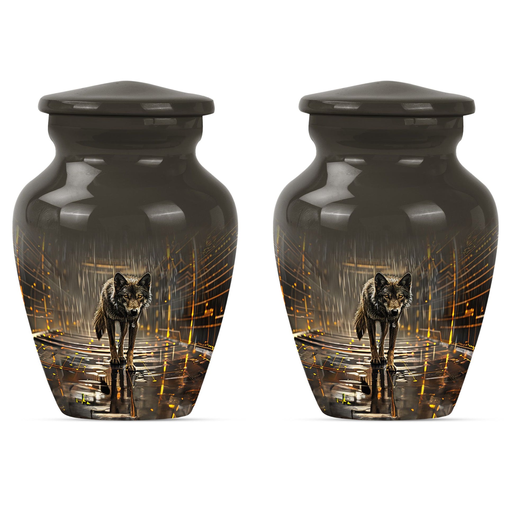 Wolf Urn For Ashes Adult Male Small Funeral, Ashes Memorial Urn