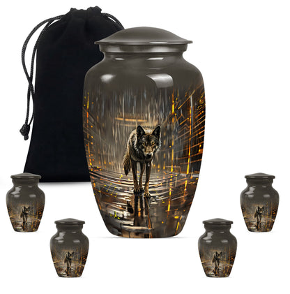wolf urn  for cremation ashes