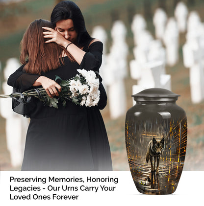 wolf urn  for cremation ashes